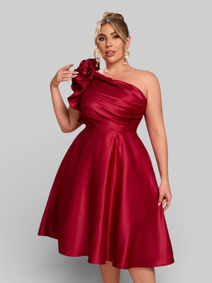 Vestido de Festa Curto Zibeline Alça Única Drape - Aurea Dress