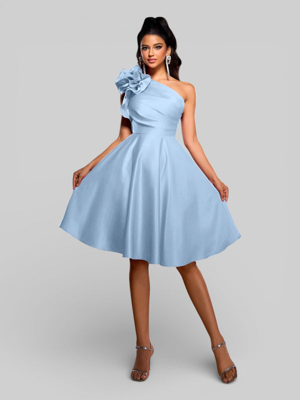 Vestido de Festa Curto Zibeline Alça Única Drape - Aurea Dress