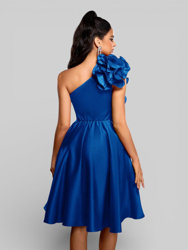 Vestido de Festa Curto Zibeline Alça Única Drape - Aurea Dress