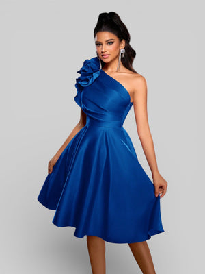 Vestido de Festa Curto Zibeline Alça Única Drape - Aurea Dress