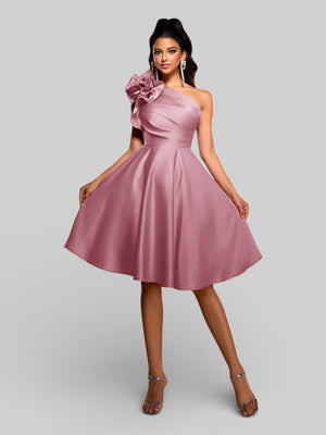 Vestido de Festa Curto Zibeline Alça Única Drape - Aurea Dress
