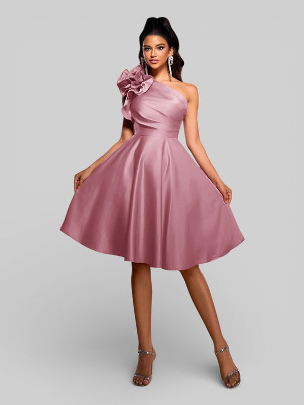 Vestido de Festa Curto Zibeline Alça Única Drape - Aurea Dress