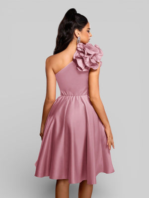 Vestido de Festa Curto Zibeline Alça Única Drape - Aurea Dress
