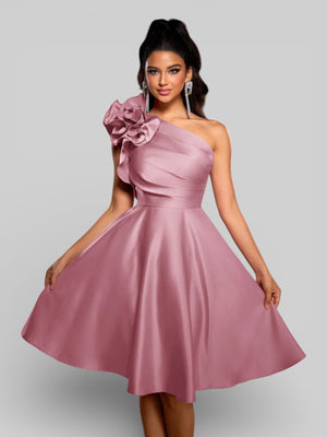 Vestido de Festa Curto Zibeline Alça Única Drape - Aurea Dress