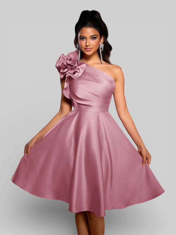 Vestido de Festa Curto Zibeline Alça Única Drape - Aurea Dress