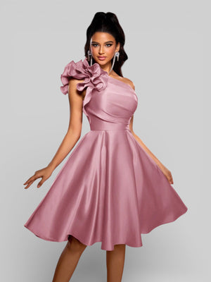 Vestido de Festa Curto Zibeline Alça Única Drape - Aurea Dress