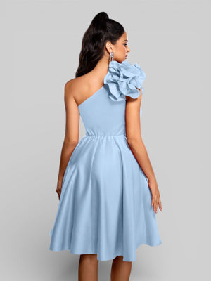 Vestido de Festa Curto Zibeline Alça Única Drape - Aurea Dress