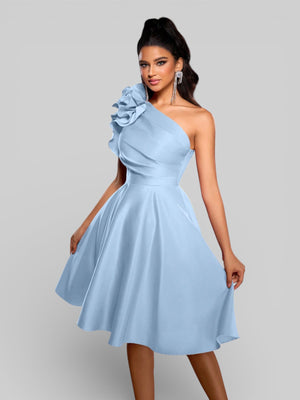 Vestido de Festa Curto Zibeline Alça Única Drape - Aurea Dress
