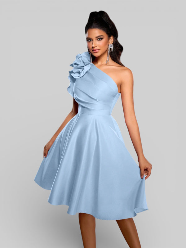 Vestido de Festa Curto Zibeline Alça Única Drape - Aurea Dress