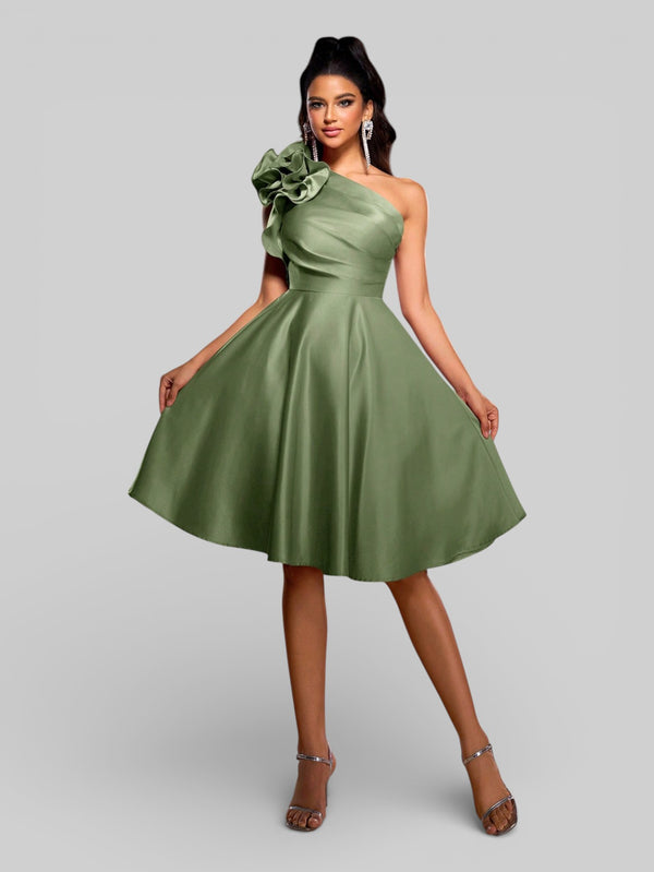 Vestido de Festa Curto Zibeline Alça Única Drape - Aurea Dress