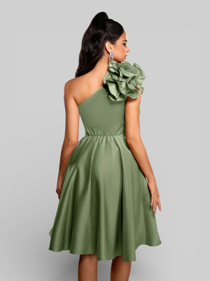 Vestido de Festa Curto Zibeline Alça Única Drape - Aurea Dress