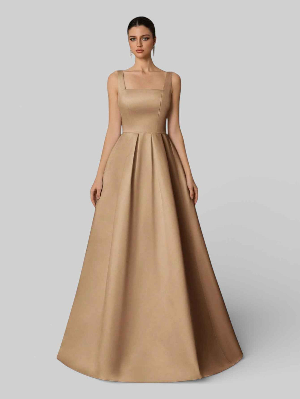 Vestido de Festa Gola Quadrada Acetinado