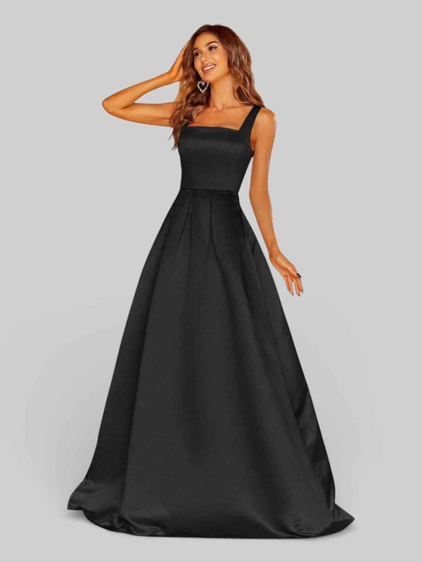 Vestido de Festa Gola Quadrada Acetinado