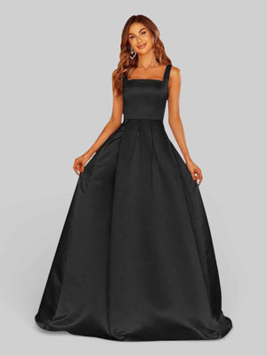 Vestido de Festa Gola Quadrada Acetinado