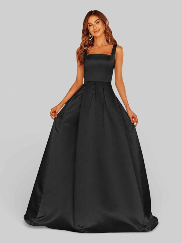 Vestido de Festa Gola Quadrada Acetinado