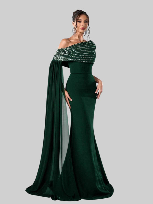 Vestido de Festa Longo 2 em 1 Capa Paetê Voluz