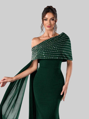 Vestido de Festa Longo 2 em 1 Capa Paetê Voluz