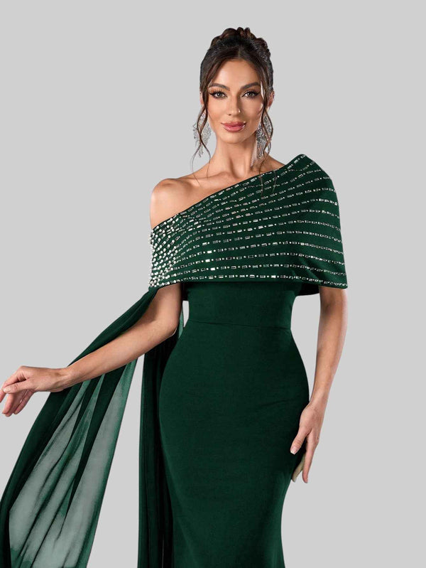 Vestido de Festa Longo 2 em 1 Capa Paetê Voluz