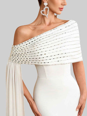 Vestido de Festa Longo 2 em 1 Capa Paetê Voluz
