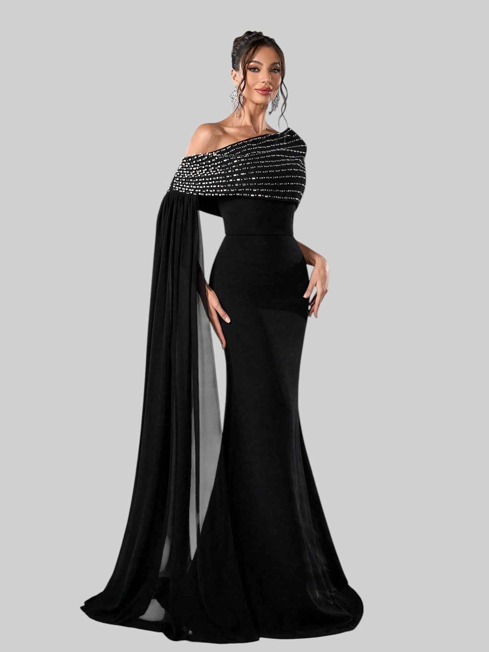 Vestido de Festa Longo 2 em 1 Capa Paetê Voluz