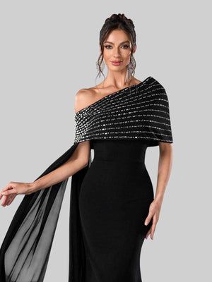 Vestido de Festa Longo 2 em 1 Capa Paetê Voluz