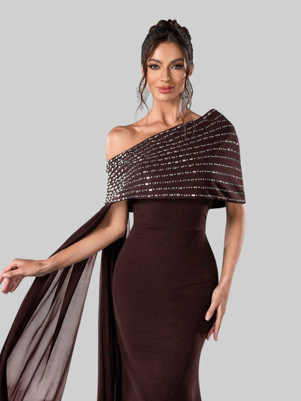 Vestido de Festa Longo 2 em 1 Capa Paetê Voluz