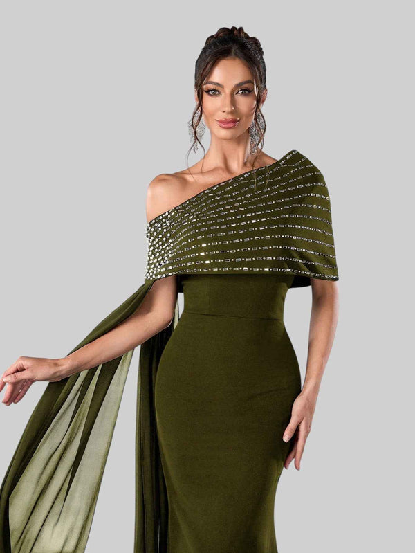 Vestido de Festa Longo 2 em 1 Capa Paetê Voluz