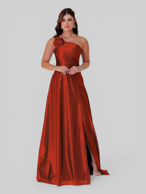 Vestido de Festa Longo Acetinado Alça Ùnica Florescer