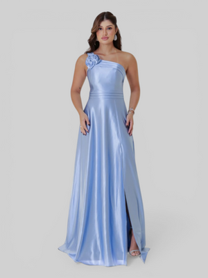 Vestido de Festa Longo Acetinado Alça Ùnica Florescer