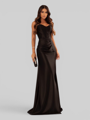 Vestido de Festa Longo Acetinado com Fenda Itália New