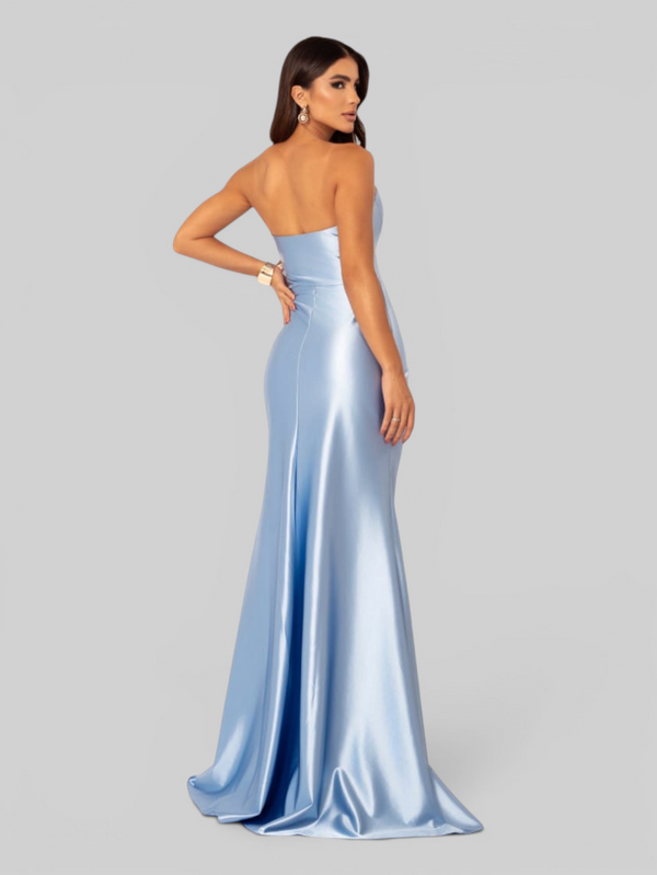 Vestido de Festa Longo Acetinado com Fenda Itália New
