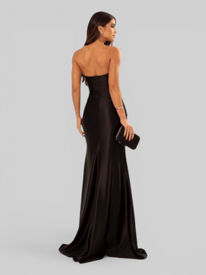 Vestido de Festa Longo Acetinado com Fenda Itália New