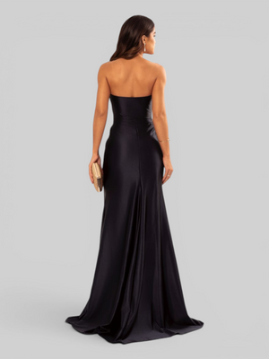 Vestido de Festa Longo Acetinado com Fenda Itália New