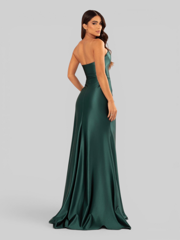 Vestido de Festa Longo Acetinado com Fenda Itália New