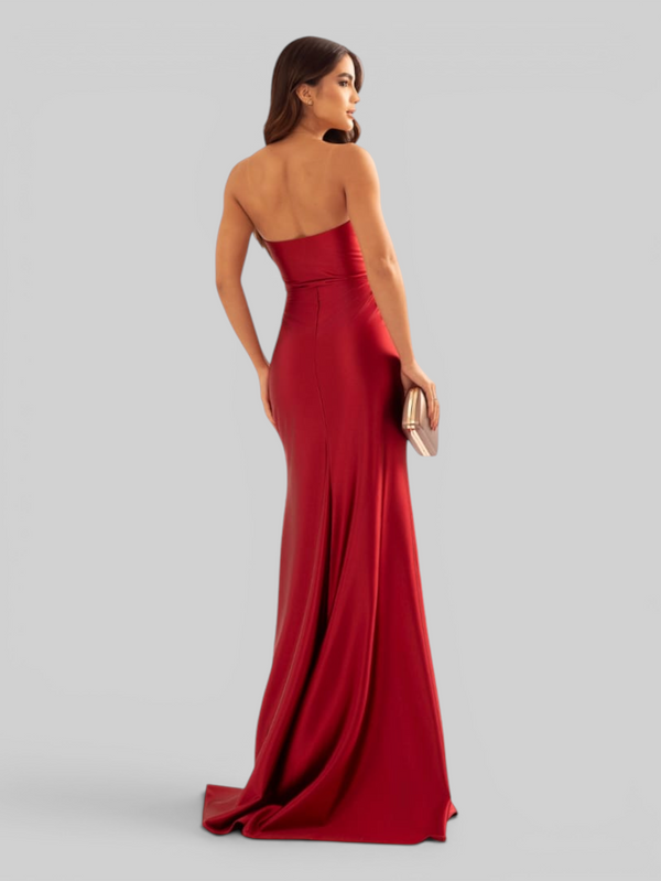 Vestido de Festa Longo Acetinado com Fenda Itália New