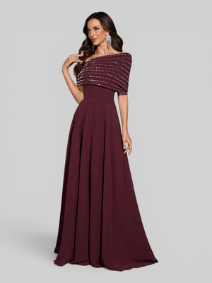 Vestido de Festa Longo Apliques Voluz