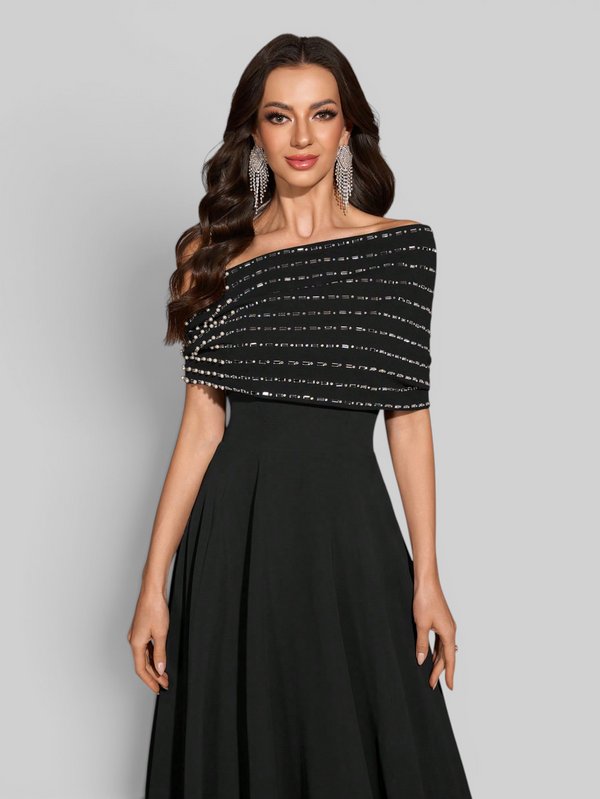 Vestido de Festa Longo Apliques Voluz