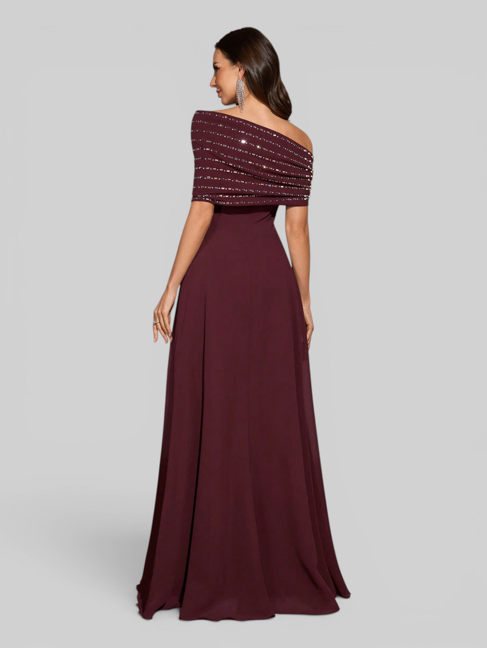 Vestido de Festa Longo Apliques Voluz