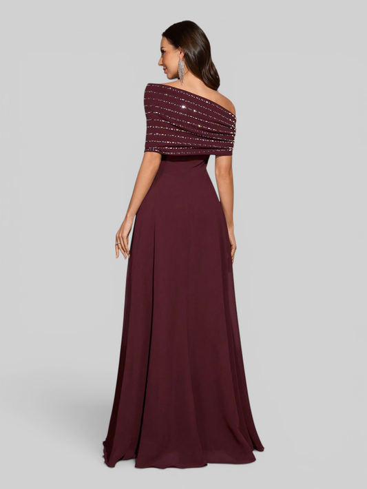 Vestido de Festa Longo Apliques Voluz