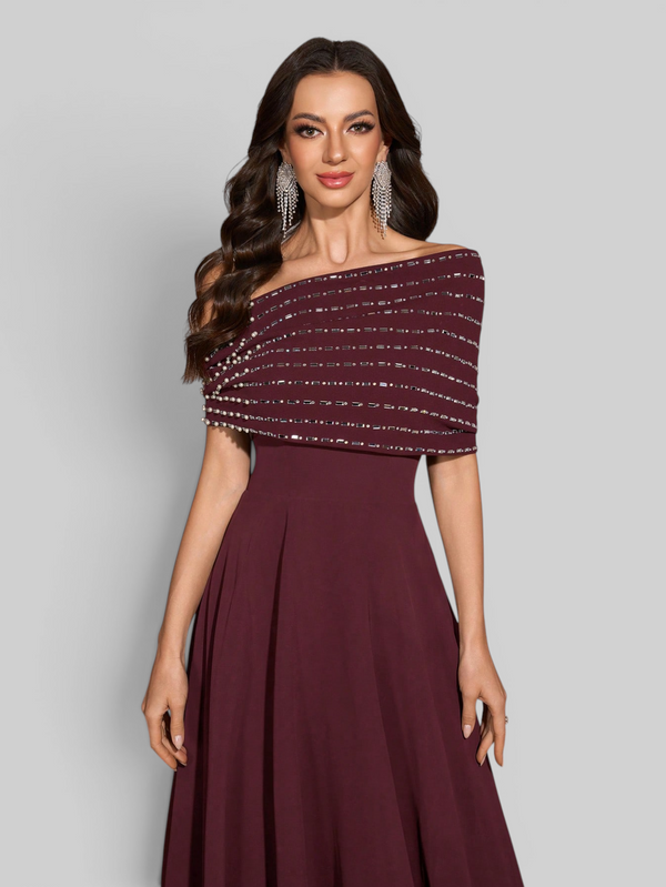 Vestido de Festa Longo Apliques Voluz