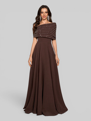 Vestido de Festa Longo Apliques Voluz
