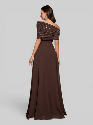 Vestido de Festa Longo Apliques Voluz
