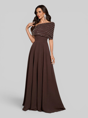 Vestido de Festa Longo Apliques Voluz