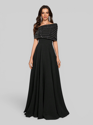 Vestido de Festa Longo Apliques Voluz