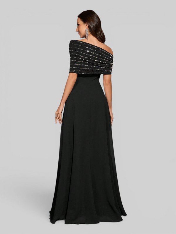 Vestido de Festa Longo Apliques Voluz