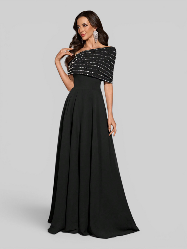 Vestido de Festa Longo Apliques Voluz