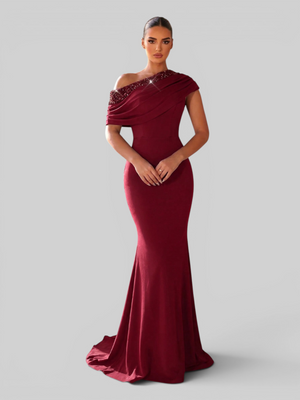 Vestido de Festa Longo Assimétrico Paetê Paola