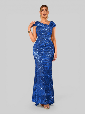 Vestido de Festa Longo Assimétrico Paetê Voltz