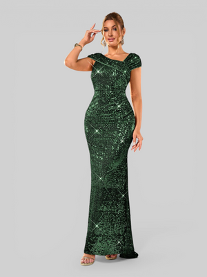 Vestido de Festa Longo Assimétrico Paetê Voltz