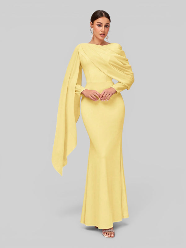 Vestido de Festa Longo Assimétrico com Capa Telma